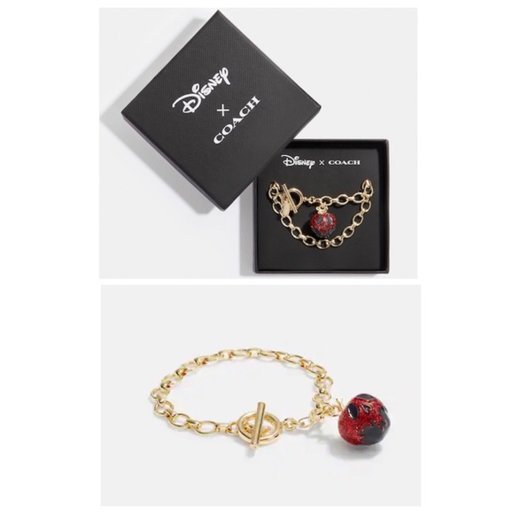 NIB COACH x DISNEY Poison Apple 12-K Gold Plated Brass With Resin Bracelet